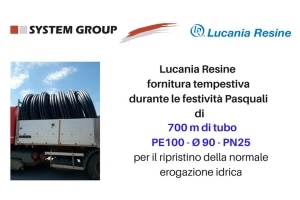 Acquedotto Lucano Lucania Resine fornitura di 700m tubo PE100 Ø 90 PN25