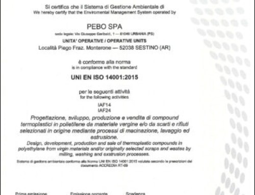 Certificat IIP UNI EN ISO 14001:2004 Compound – Pebo